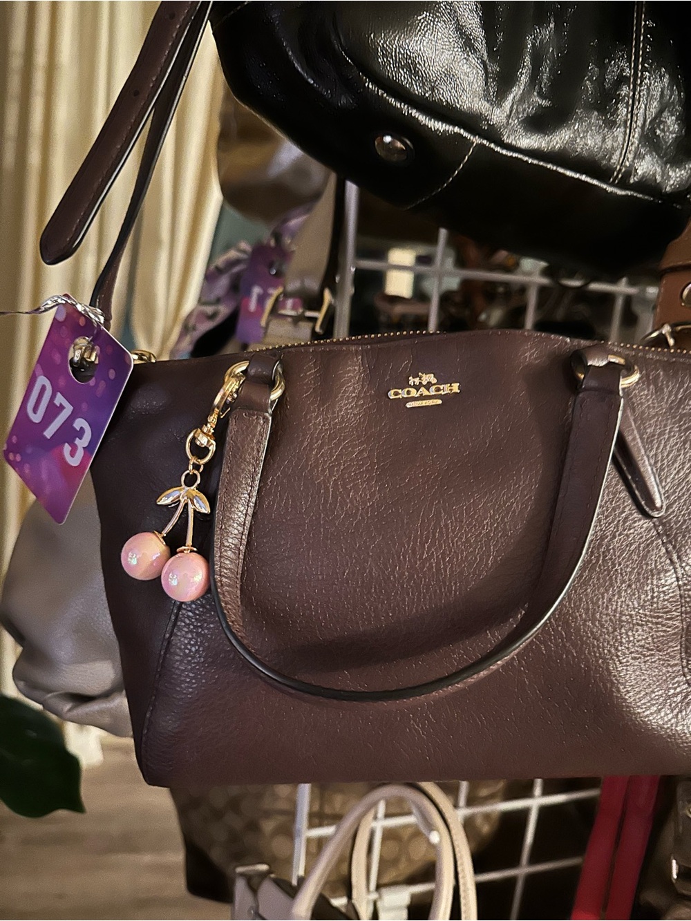 Coach #073 Oxblood Small Kelsey  Pebbled Leather Satchel